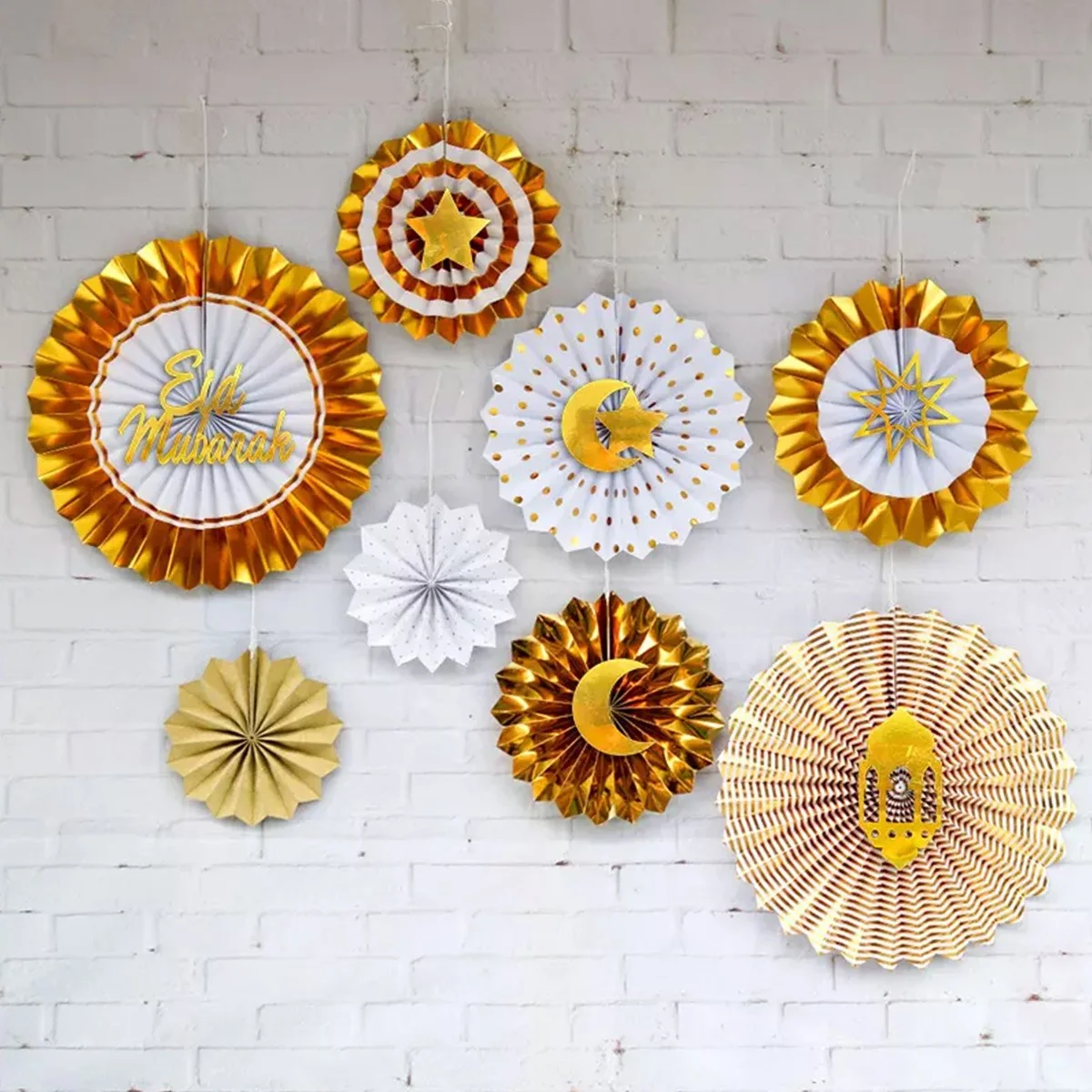 Paper Fan Set- Gold 1pcs