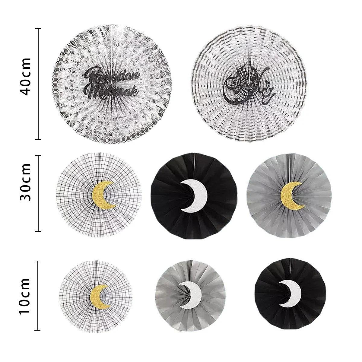 Ramadan Paper Fan set 6ct