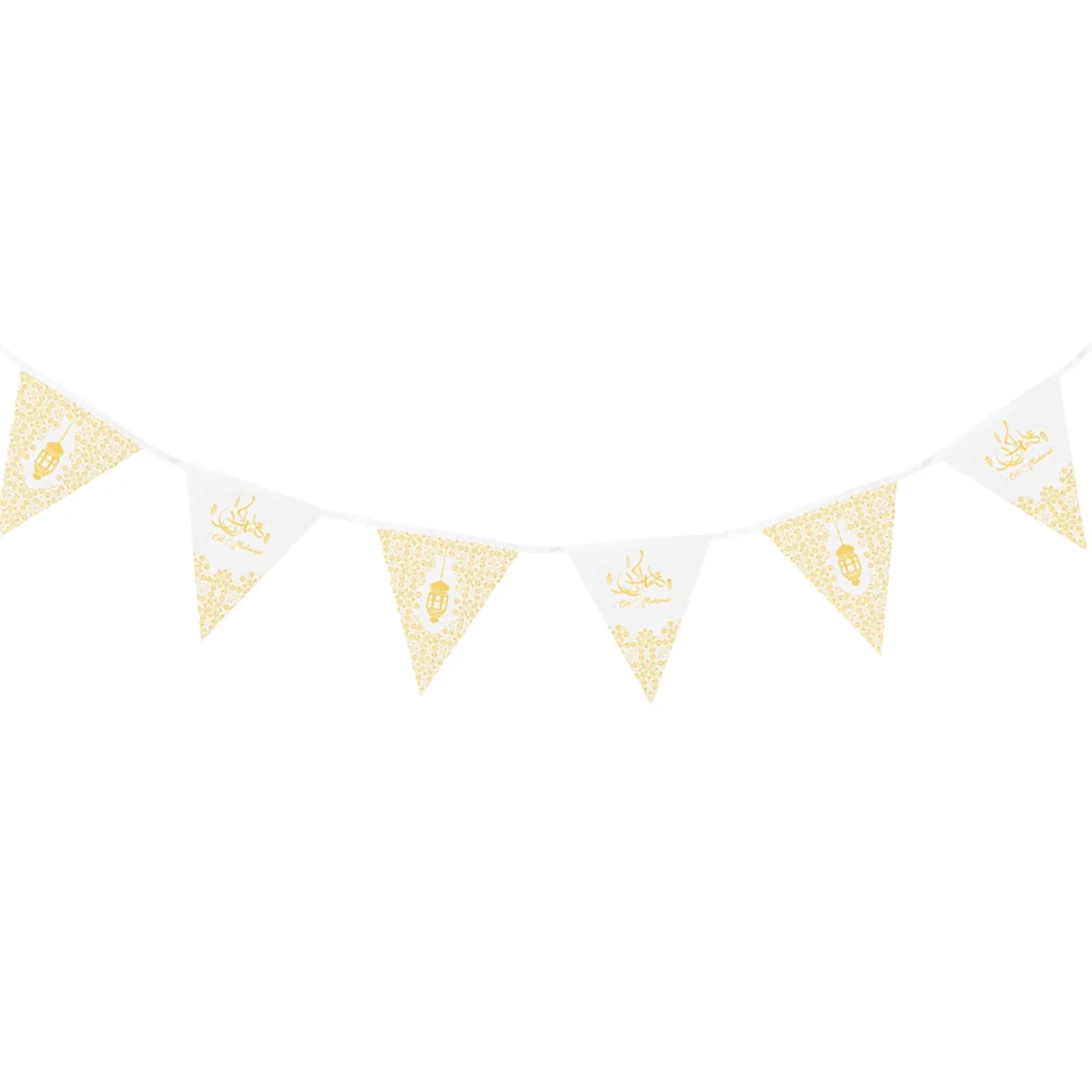 Eid Triangle Flag Bunting White Gold 300cm photo 2