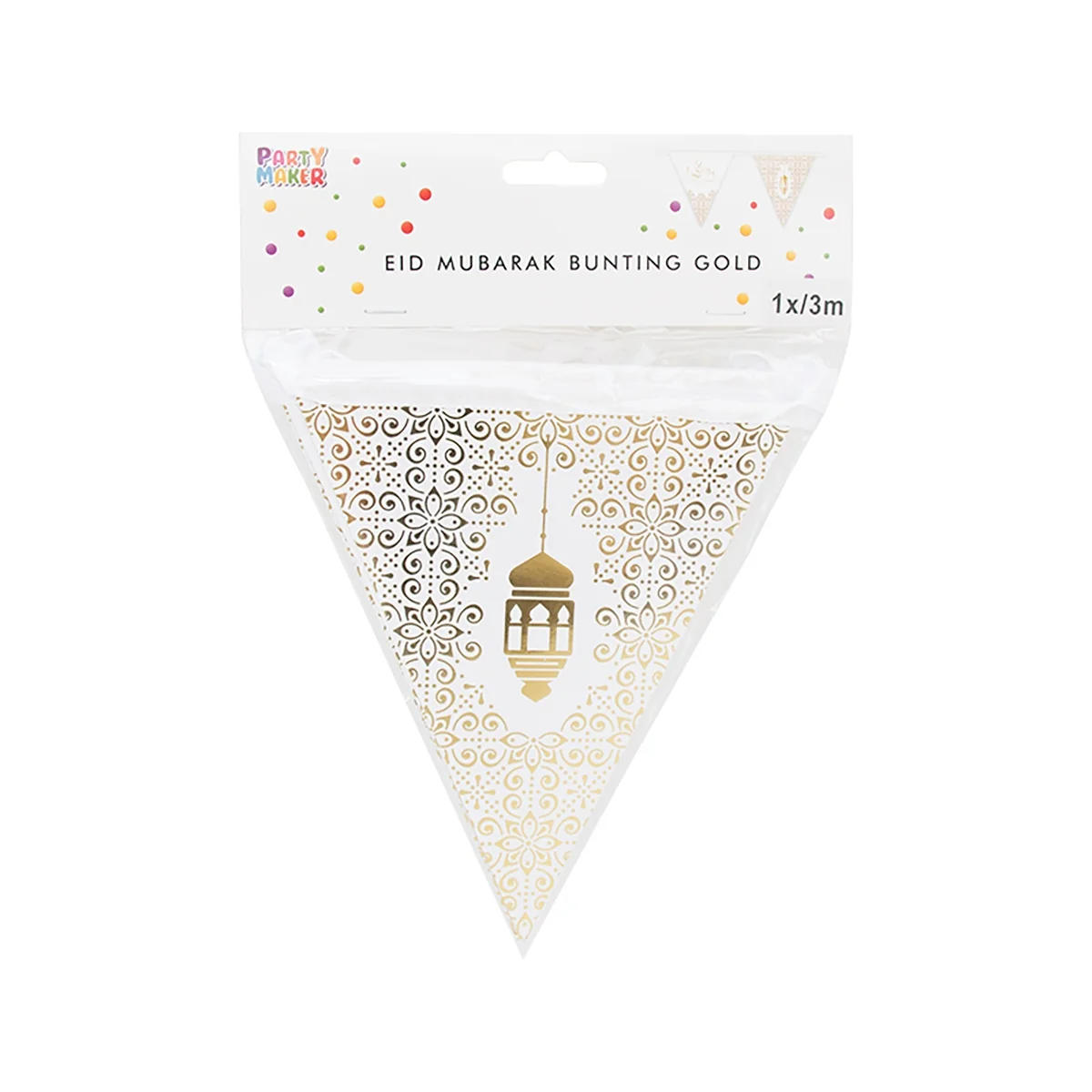 Eid Triangle Flag Bunting White Gold 300cm photo 4