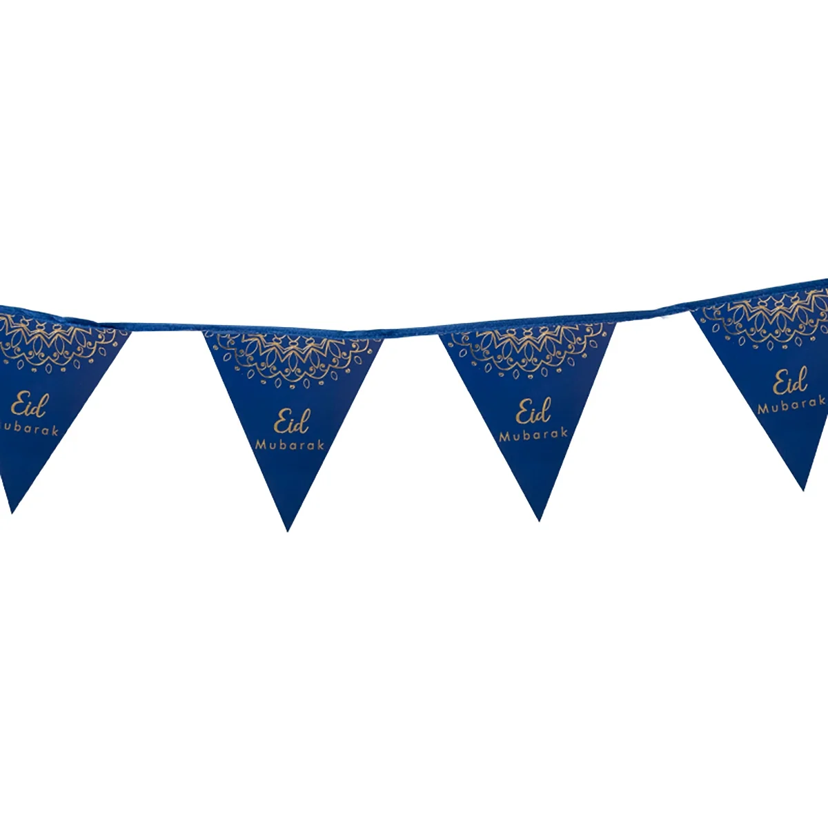 Eid Triangle Flag Bunting Blue Gold 300cm photo 4