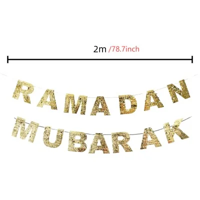 RAMADAN MUBARAK TINSEL BUNTING 1pcs photo 3