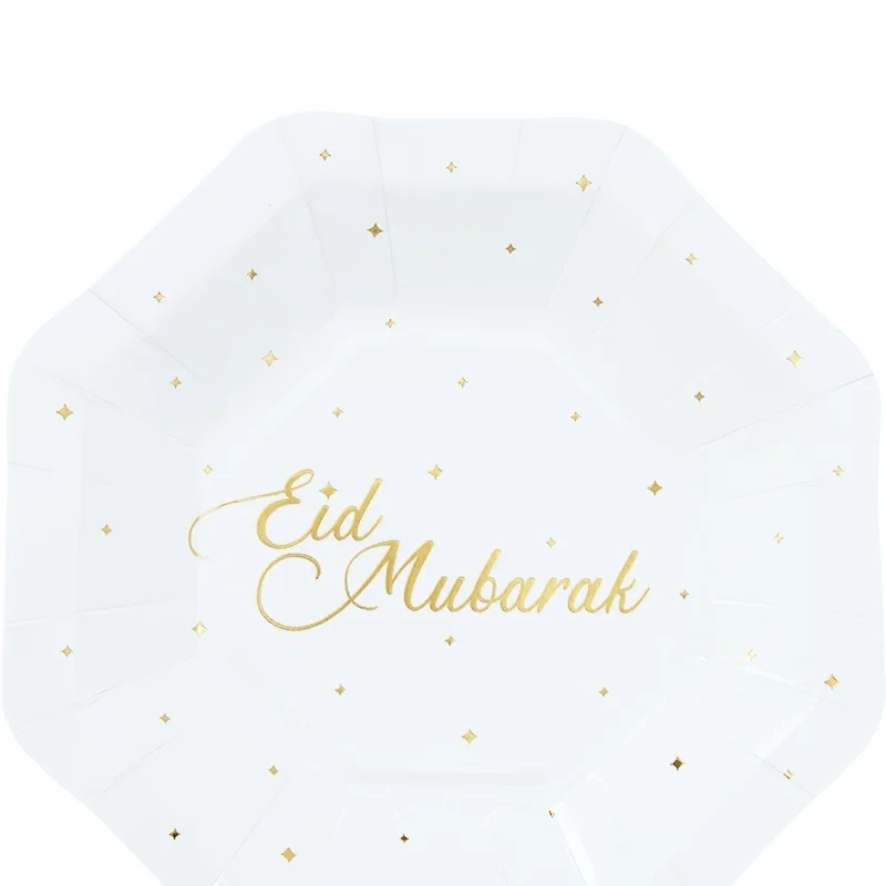 Eid Paper Plate Gold White 7inch 8ct photo 3