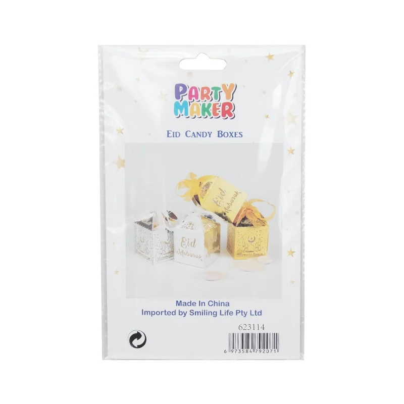 Paper Candy Box with Ribbon Gold and Silver 4ct