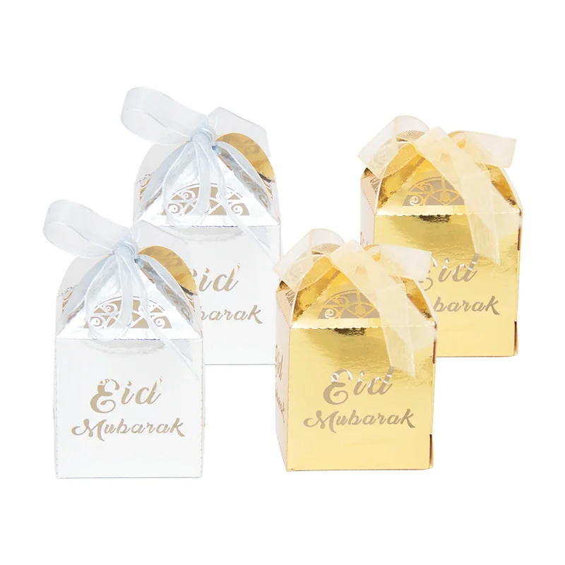 Paper Candy Box with Ribbon Gold and Silver 4ct photo 4