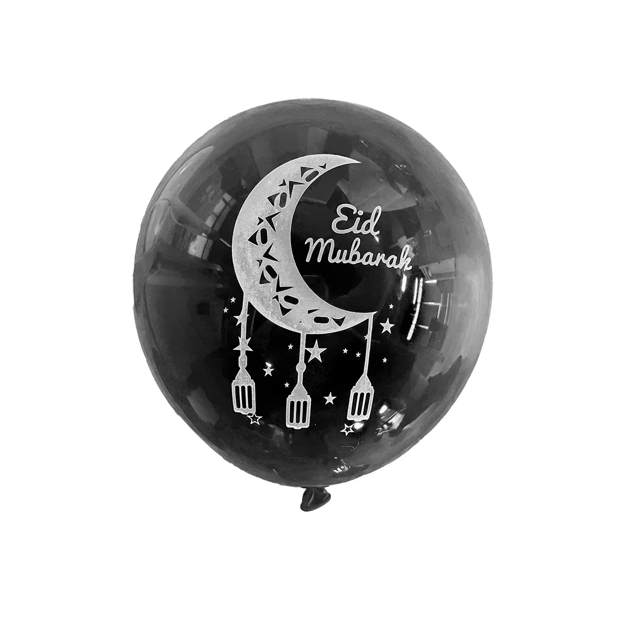 Eid Printed 12 inch Latex Balloon 8ct Black