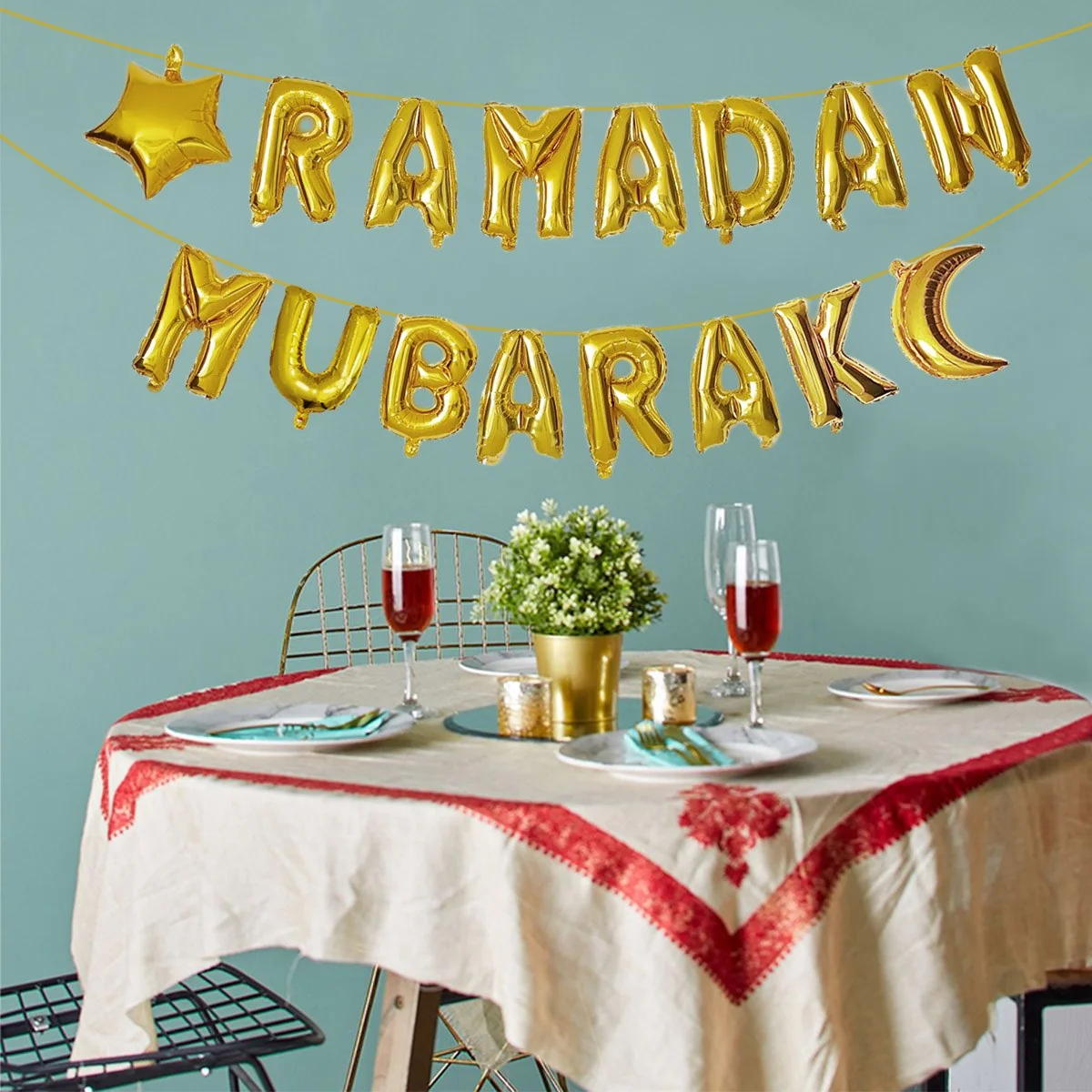Ramadan Lettering Foil Balloon Garland 16pcs photo 2