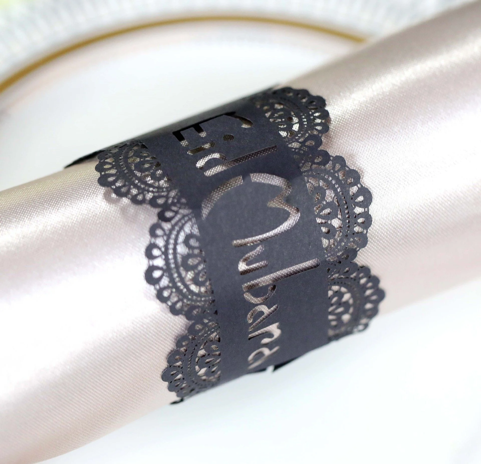Eid Napkin ring-black Napking 8pcs