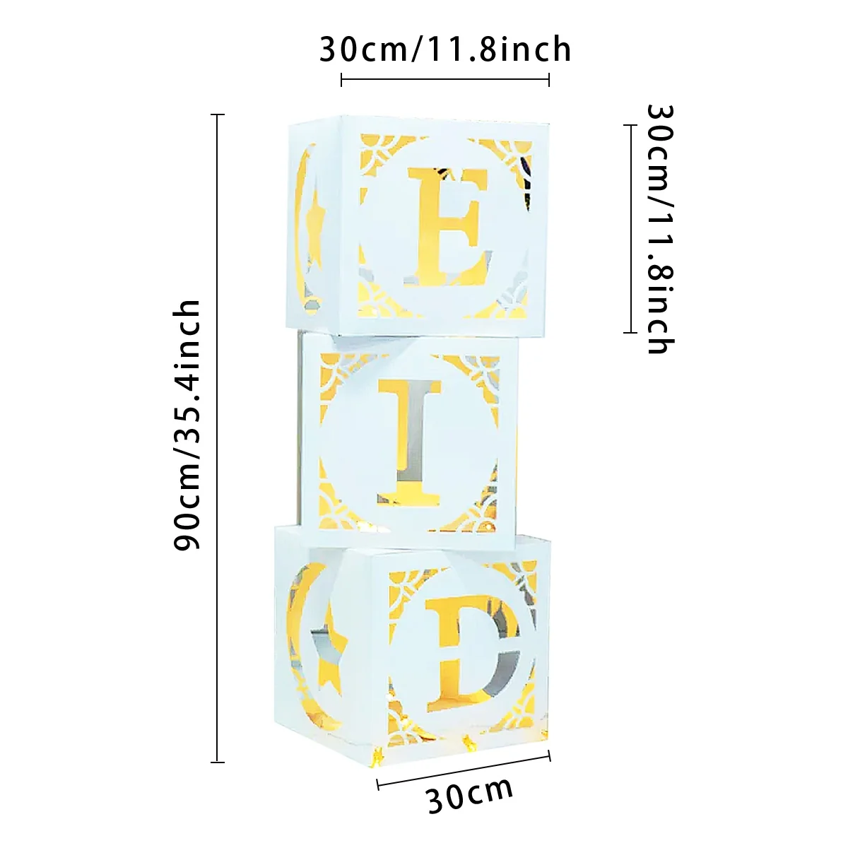 Eid Paper Box with LED light 1 set 3pcs photo 2