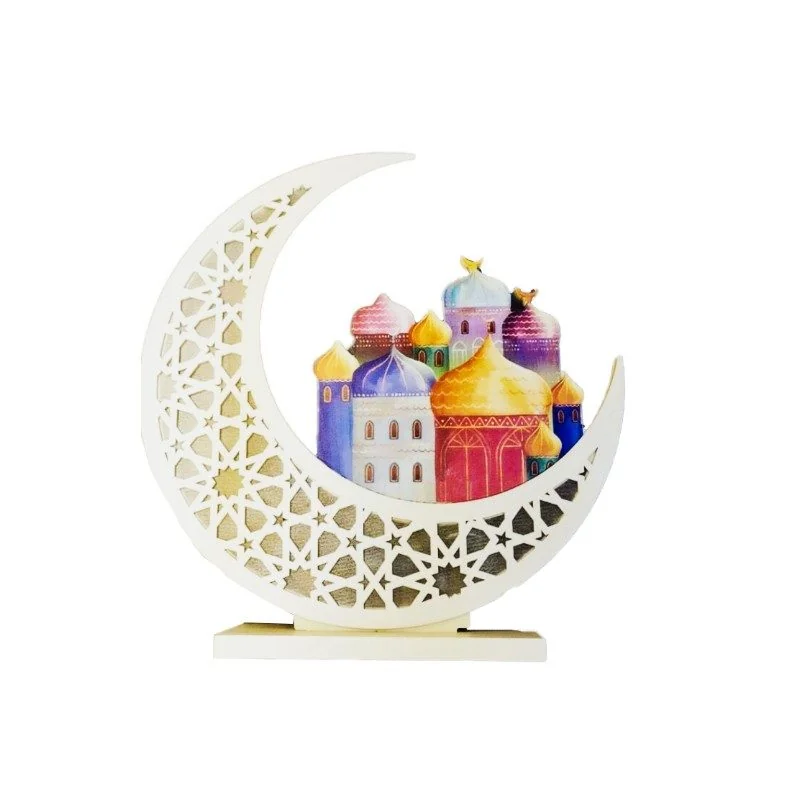 LED Moon Castle Wooden Light 40cm 1pcs