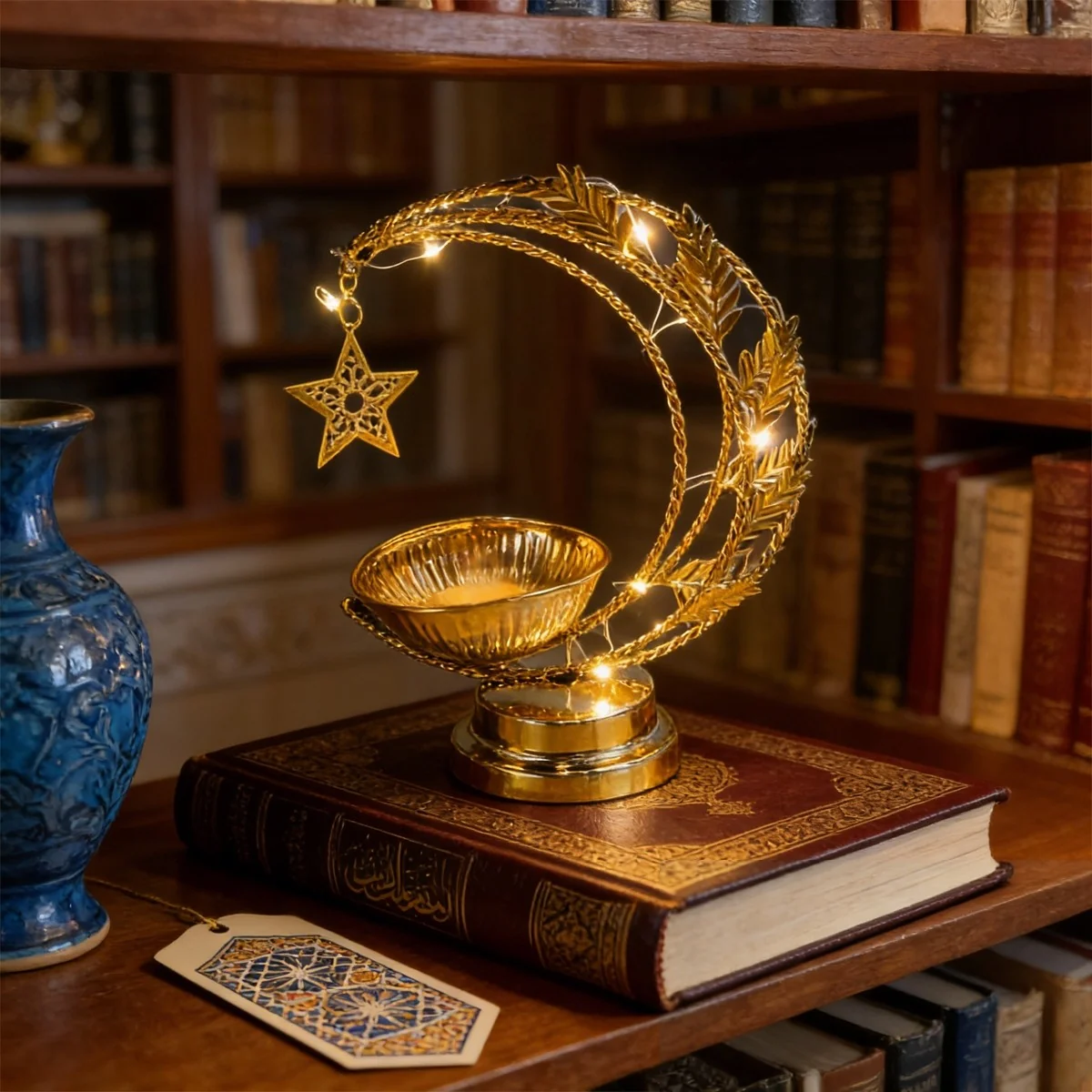 Gold Moon Table Lamp with Tray moon with tray LED light