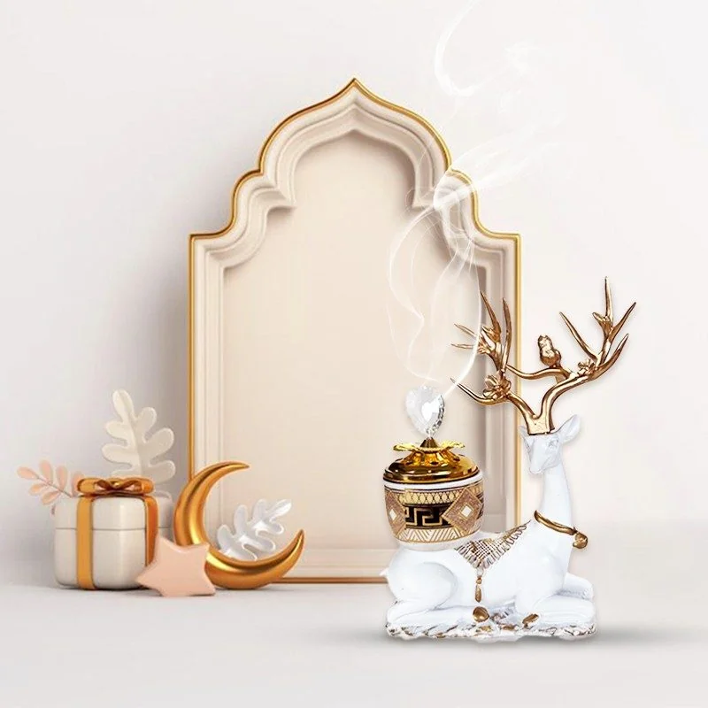 Arabic Metal Ceramic Incense Burner - Deer White 36pcs