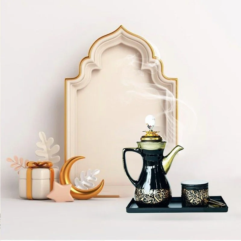 Arabic Metal Ceramic Incense Burner Set 24pcs