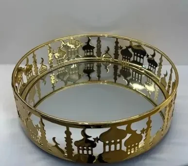 EID Golden Mirror Round Serving Tray 36pcs