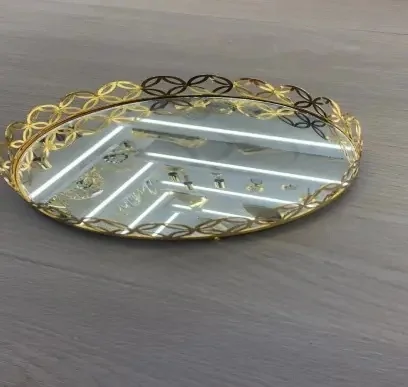 EID Golden Mirror Round Serving Tray 48pcs