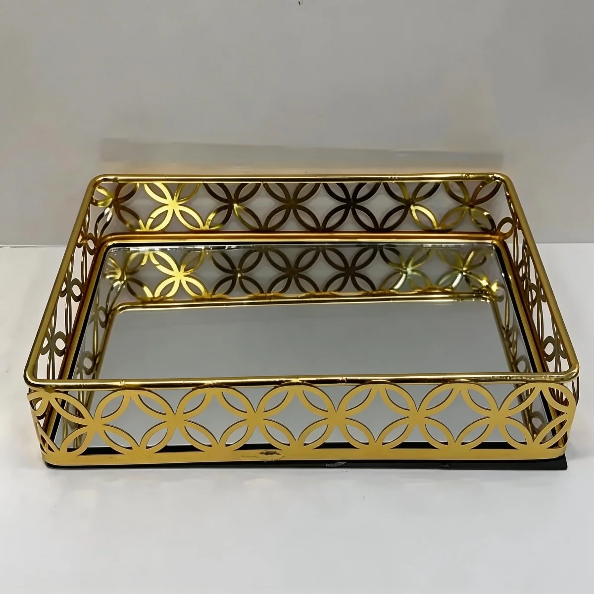 EID Golden Mirror Rectangle Serving Tray 60pcs