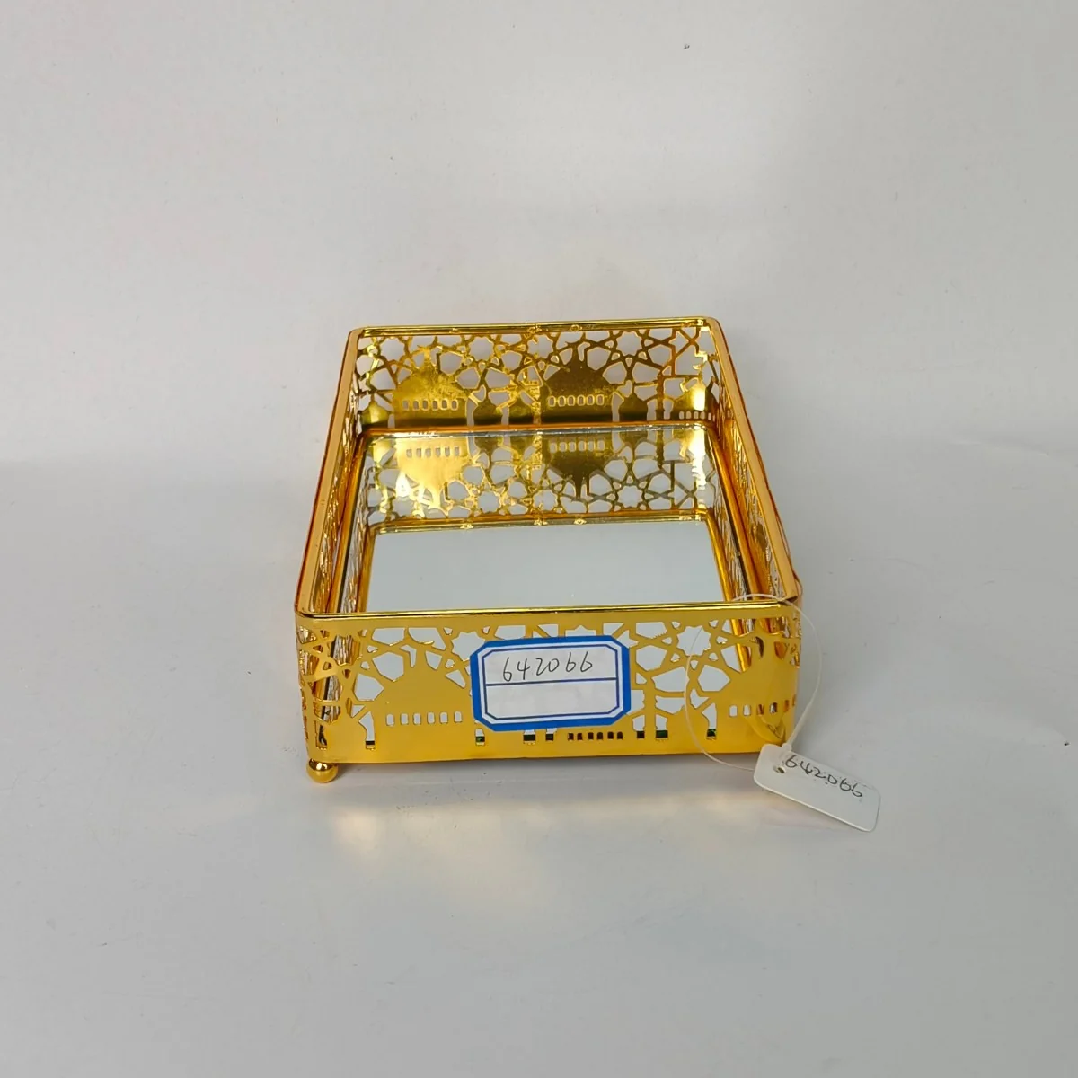 EID Golden Mirror Rectangle Serving Tray 48pcs