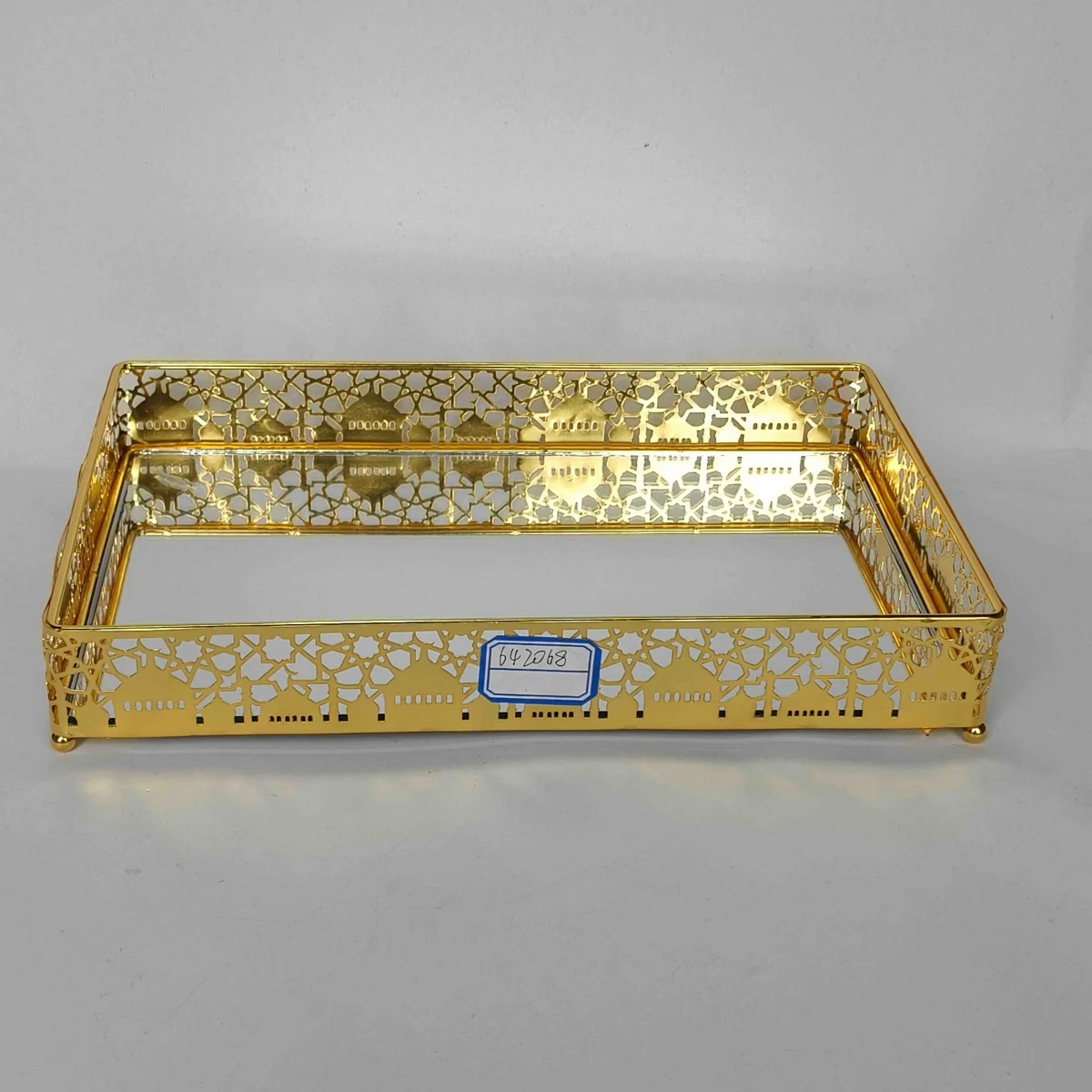 EID Golden Mirror Rectangle Serving Tray 48pcs