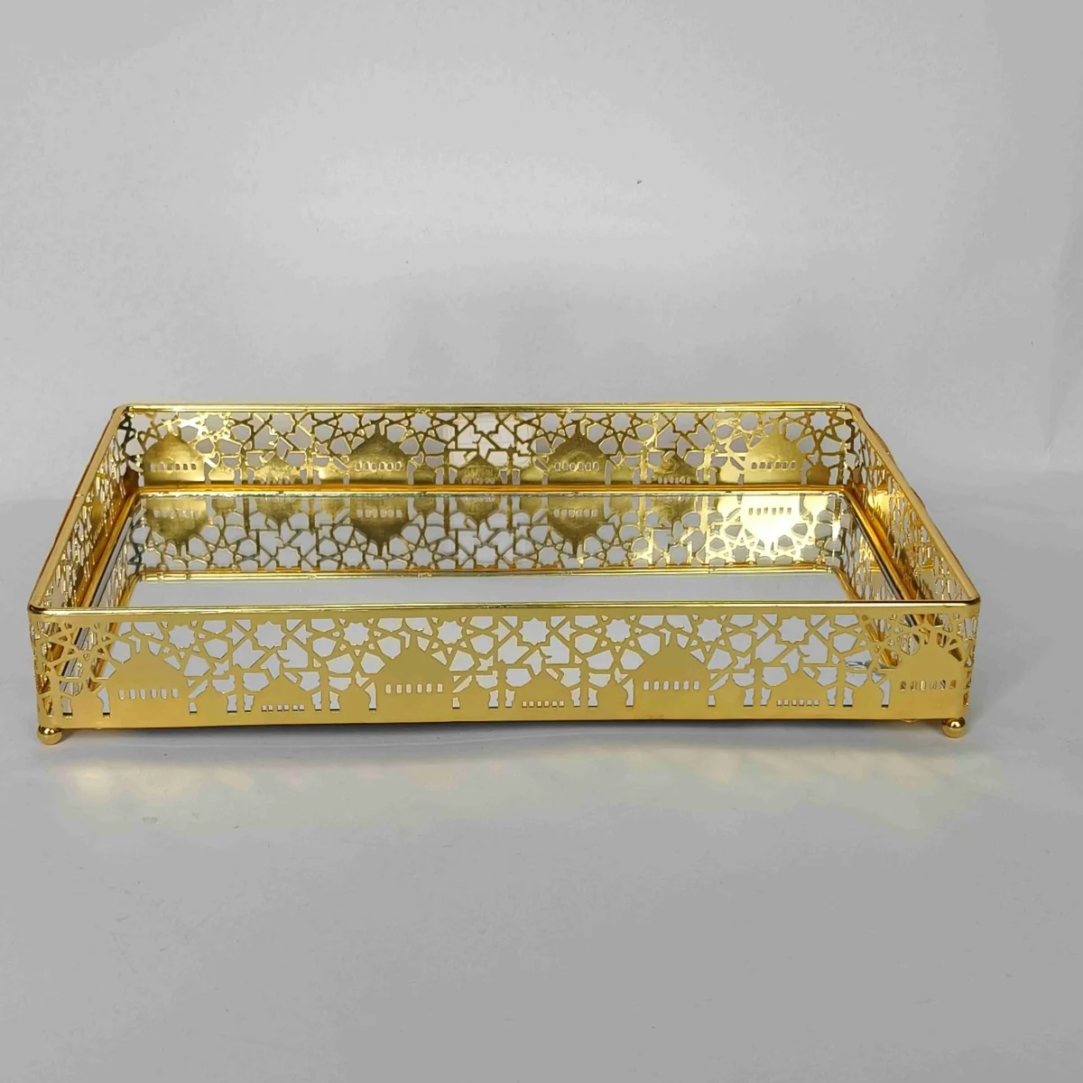 EID Golden Mirror Rectangle Serving Tray 48pcs photo 4