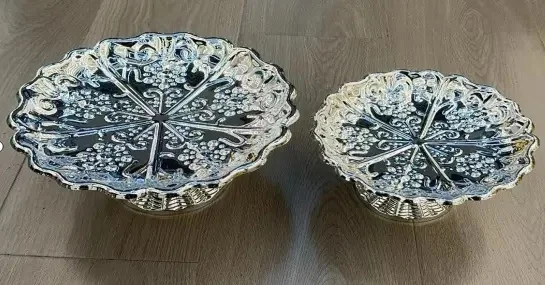 2pcs Golden Round Serving Tray Set2 48pcs