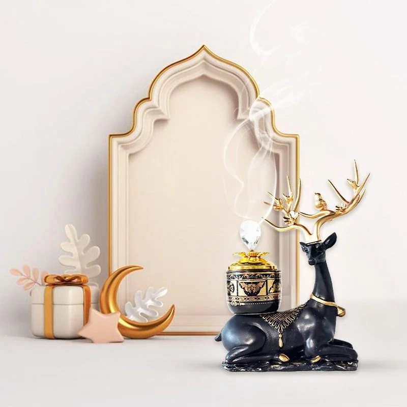 Arabic Metal Ceramic Incense Burner - Deer Black 36pcs