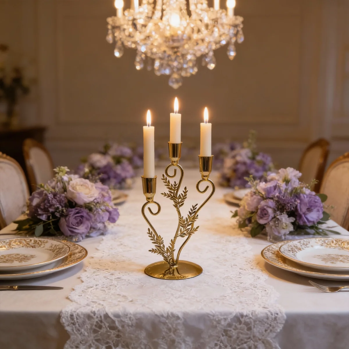 Gold Triple Candle Holder 3 1pcs