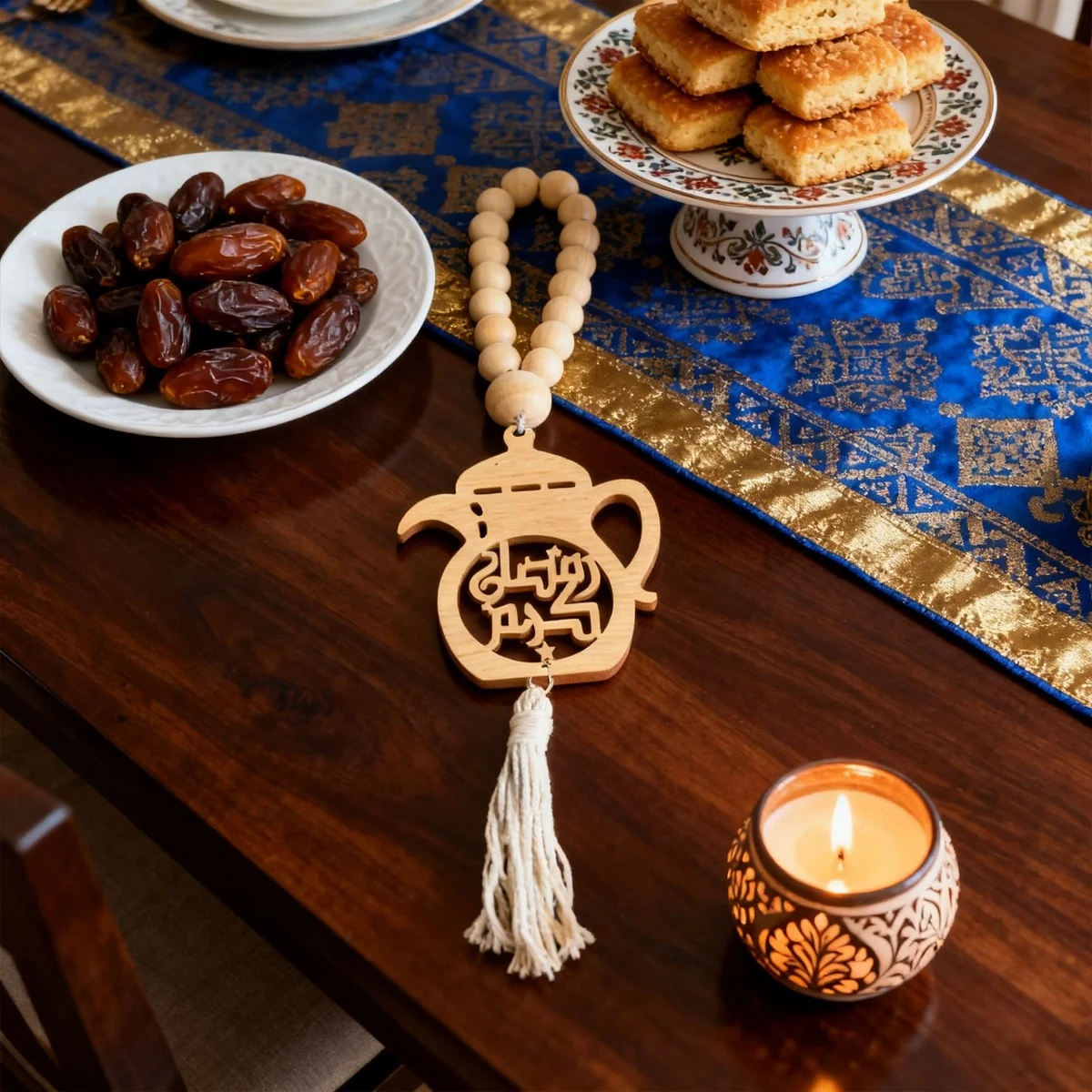 Ramadan Kareem Wooden Bead Wall Hanging 1pcs