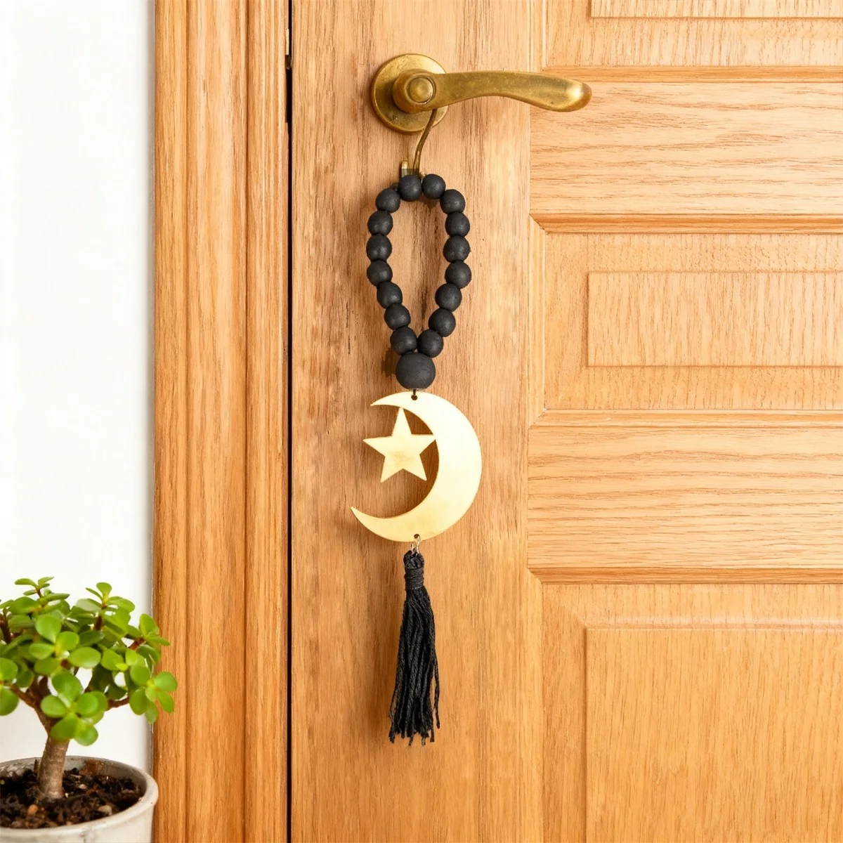 Moon Star Wooden Bead Wall Hanging 1pcs