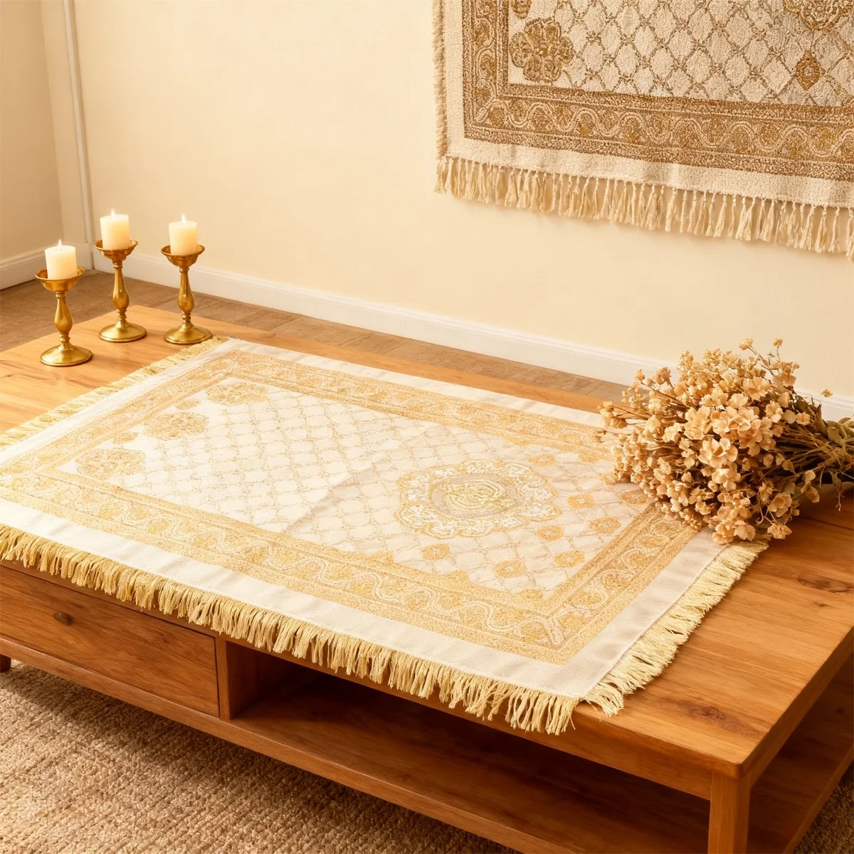 Prayer Mat with Tasbih Prayer Beads with prayer beads