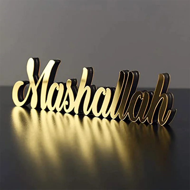 Wood Gliter Lettering Ormanant Mashallah Gold