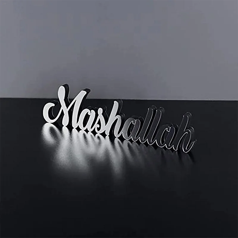 Wood Gliter Lettering Ormanant Mashallah Silver