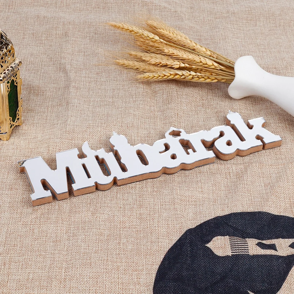 Wood Lettering Ormanant Mubarak Silver