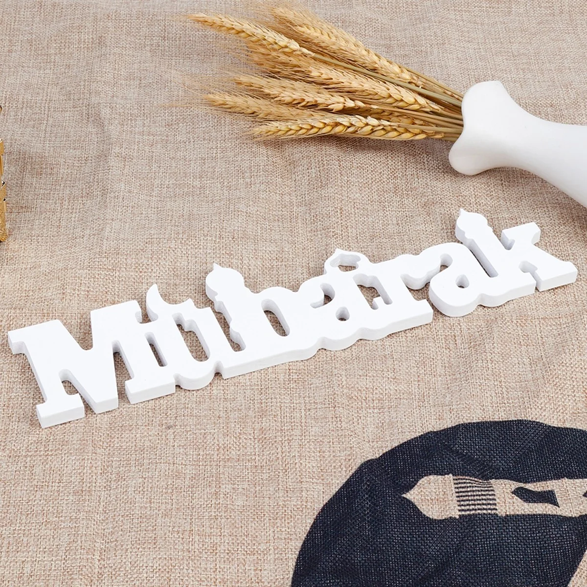 Wood Lettering Ormanant Mubarak White